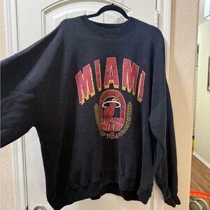 Abercrombie & Fitch Black Miami Heat Crewneck Sweatshirt